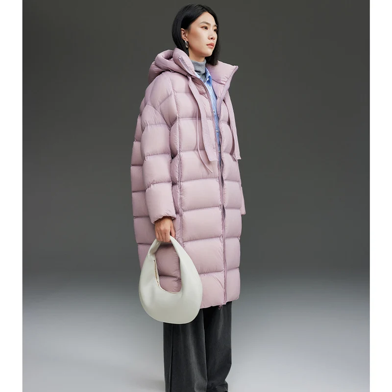 Damen Oversized Stepp-Daunenmantel mit Kapuze und verlängerter Silhouette Drune