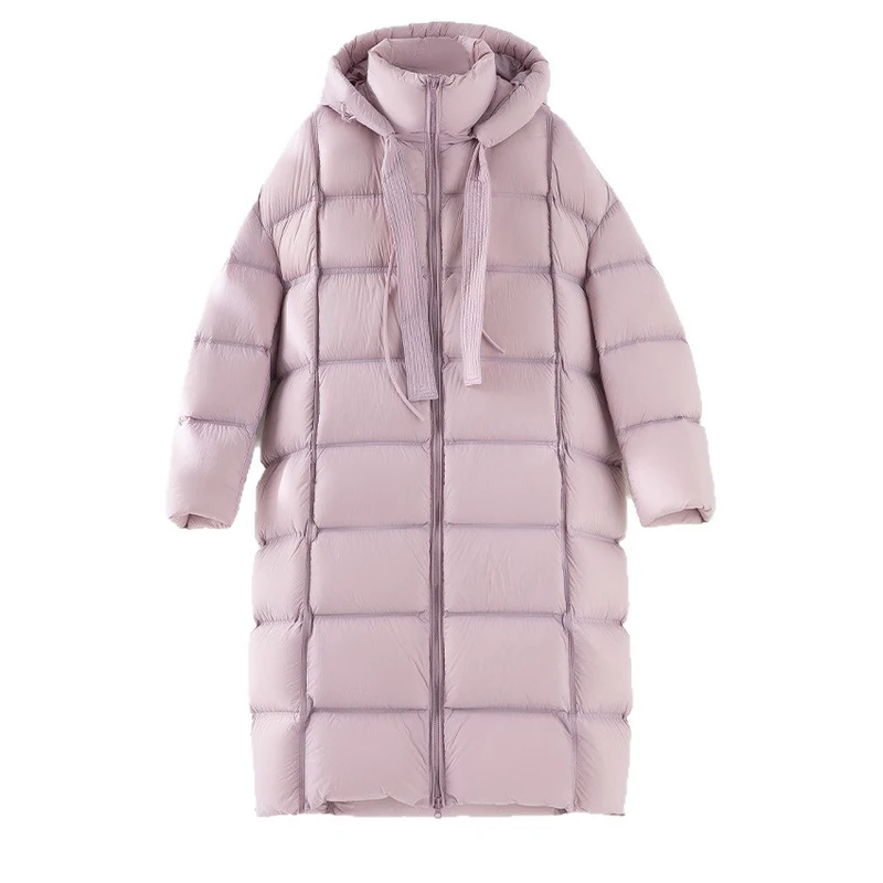 Damen Oversized Stepp-Daunenmantel mit Kapuze und verlängerter Silhouette Drune