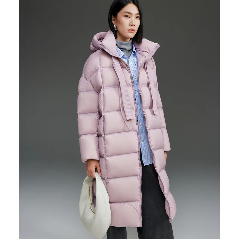 Damen Oversized Stepp-Daunenmantel mit Kapuze und verlängerter Silhouette Drune