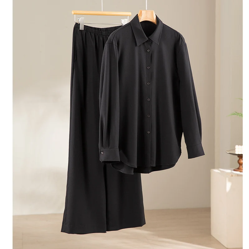 Damen Oversized Seidiges Hemd mit durchgehender Knopfleiste und Hemdkragen Drune