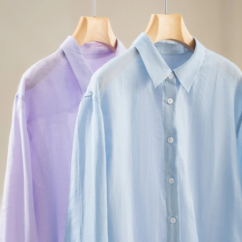 Damen Oversize-Hemdenbluse aus leichter Viskose‑Mischung mit klassischem Kragen Drune