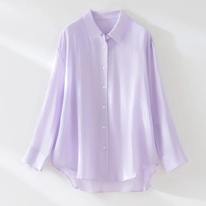 Damen Oversize-Hemdenbluse aus leichter Viskose‑Mischung mit klassischem Kragen Drune