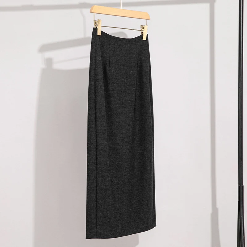 Damen Maxirock aus Feinstrick mit geradem Fall und hoher Taille Drune