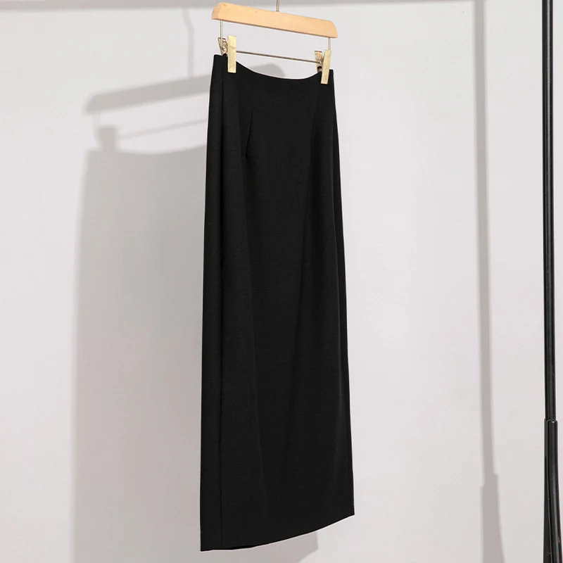 Damen Maxirock aus Feinstrick mit geradem Fall und hoher Taille Drune