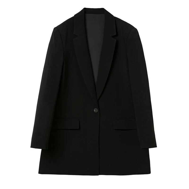 Damen Longline-Blazer mit geradem Schnitt und dezenten Pattentaschen Drune