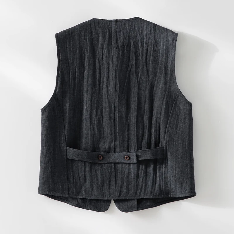 Damen Leinenweste mit V‑Ausschnitt, aufgesetzten Taschen und entspannter Passform Drune