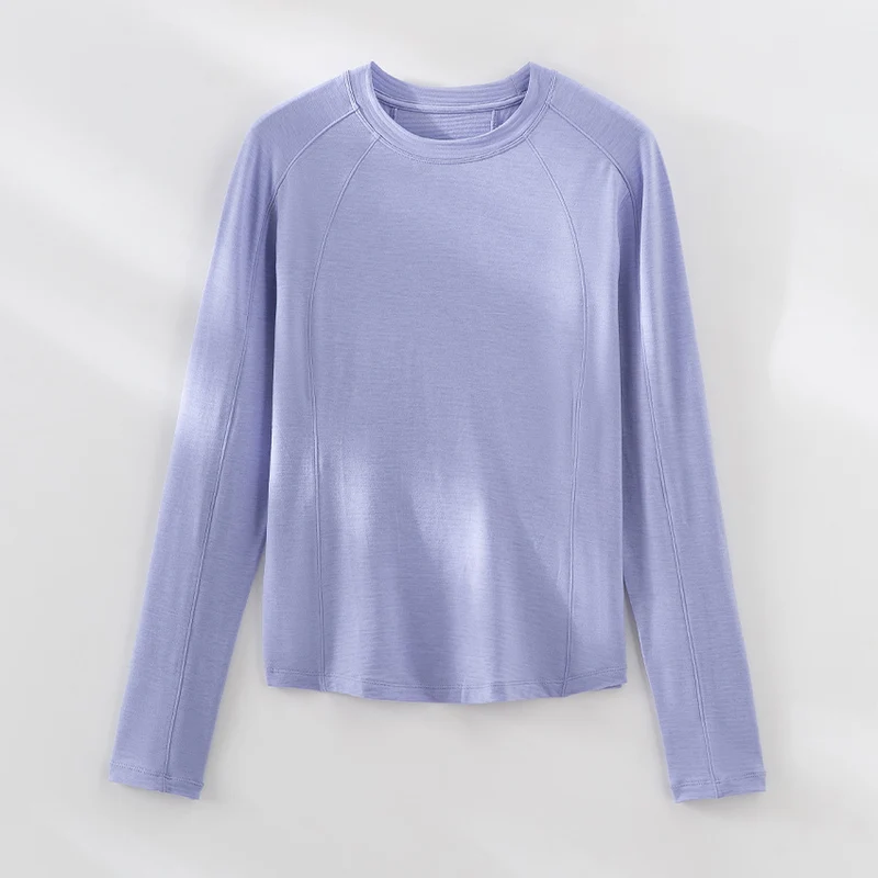 Damen Leichtes Longsleeve-Feinstrickshirt mit Raglanärmeln und Rundhalsausschnitt Drune