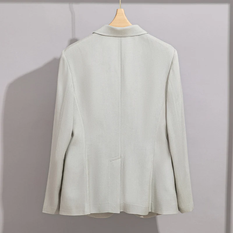 Damen Leichter strukturierter Ein-Knopf-Blazer mit figurformenden Abnähern und Pattentaschen Drune