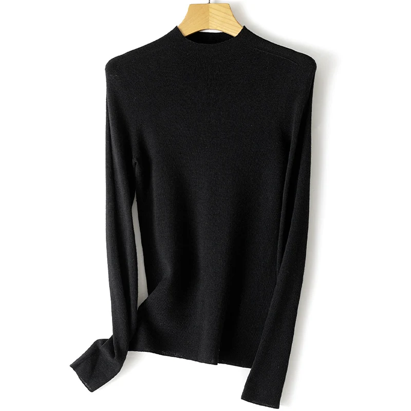 Damen Leichter Feinstrick-Pullover mit kurzem Stehkragen und schmaler Silhouette Drune