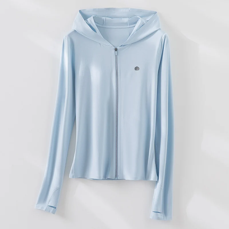 Damen Leichte Kapuzenjacke mit durchgehendem Reißverschluss, Slim‑Fit und Daumenloch Drune