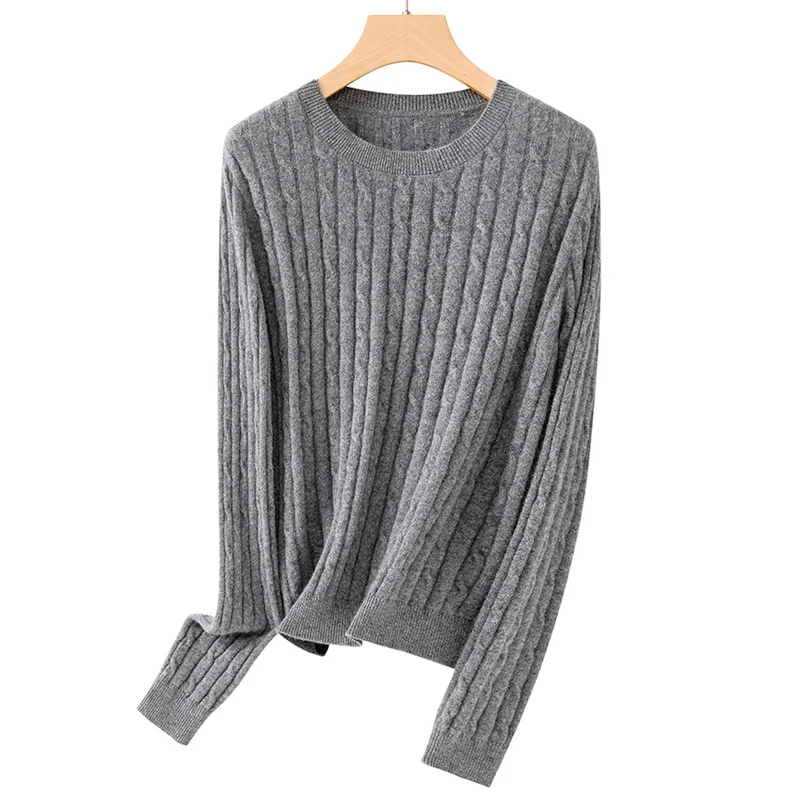 Damen Kuscheliger Zopfstrick-Pullover aus Feinstrick mit Rundhalsausschnitt Drune