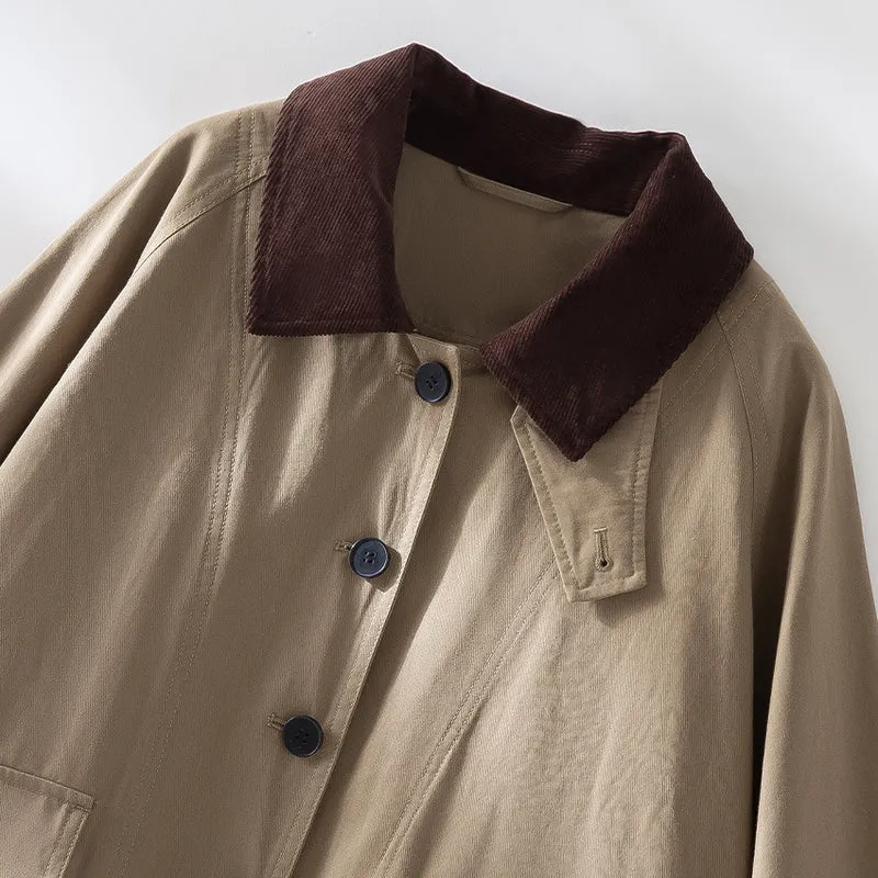 Damen Kurzjacke mit Cordkragen und aufgesetzten Taschen Drune