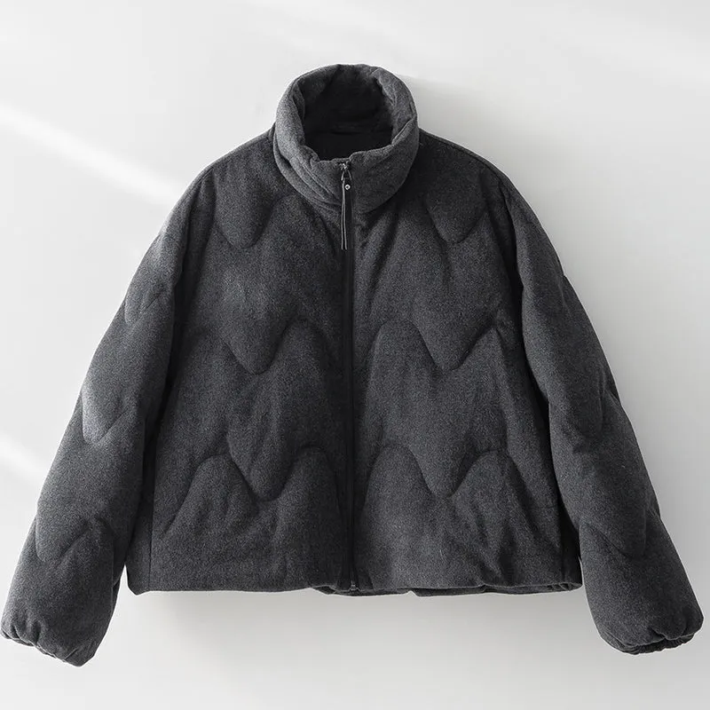 Damen Kurze gesteppte Jacke mit Wellensteppung, hohem Stehkragen und Boxy-Silhouette Drune