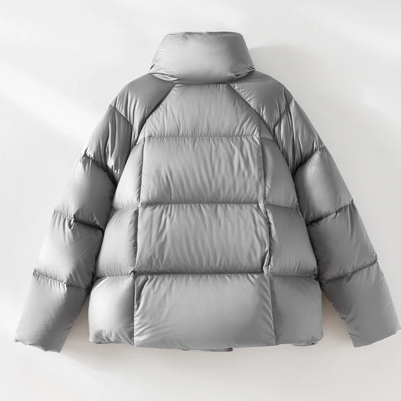 Damen Kurze Boxy-Pufferjacke mit hohem Stehkragen und Raglanärmeln Drune