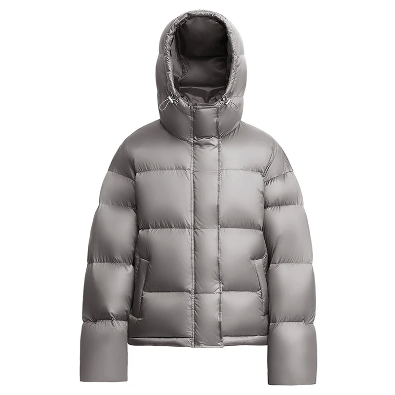 Damen Kurze boxy gesteppte Daunenjacke mit Kapuze Drune
