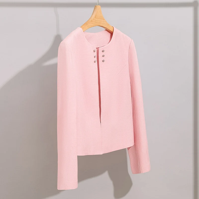 Damen Kurzblazer im minimalistischen Fit mit Perlen-Knopfbesatz und taillierter Schnitt Drune