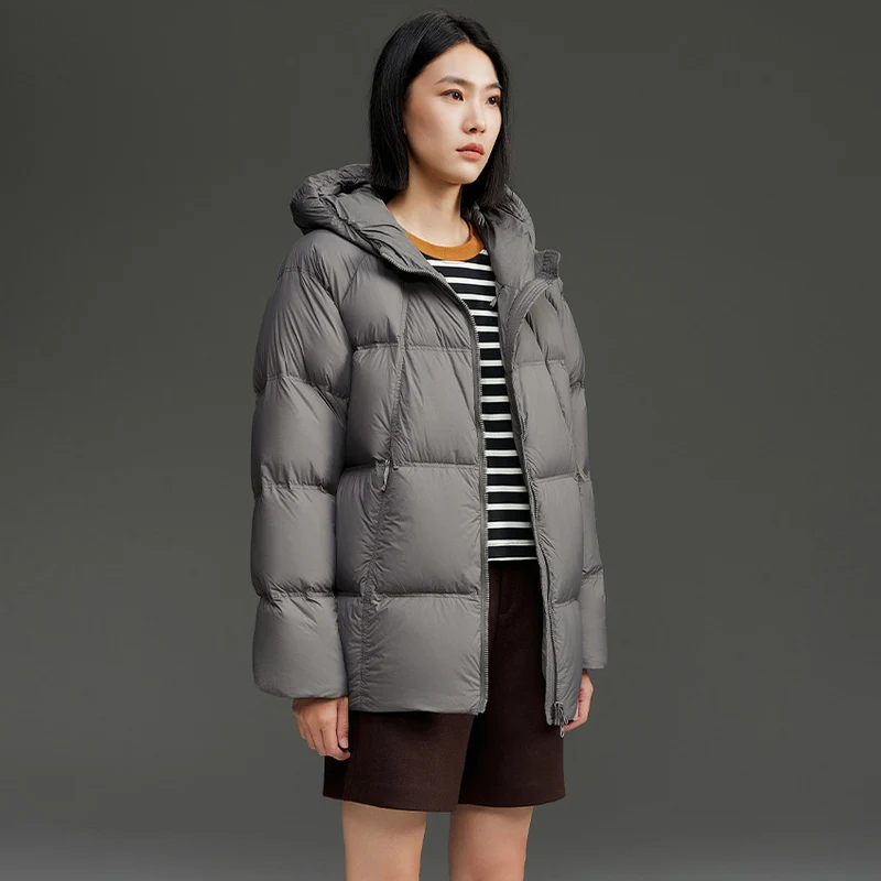 Damen Kurz geschnittene Boxy‑Steppjacke mit abnehmbarer Kapuze und Thermo‑Isolierung Drune