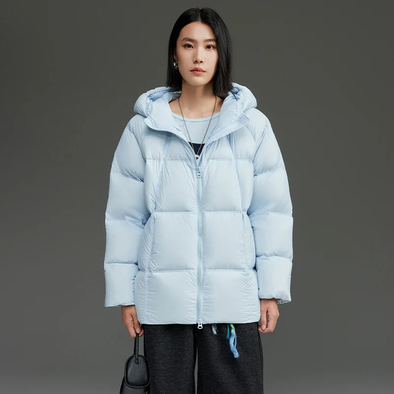 Damen Kurz geschnittene Boxy‑Steppjacke mit abnehmbarer Kapuze und Thermo‑Isolierung Drune