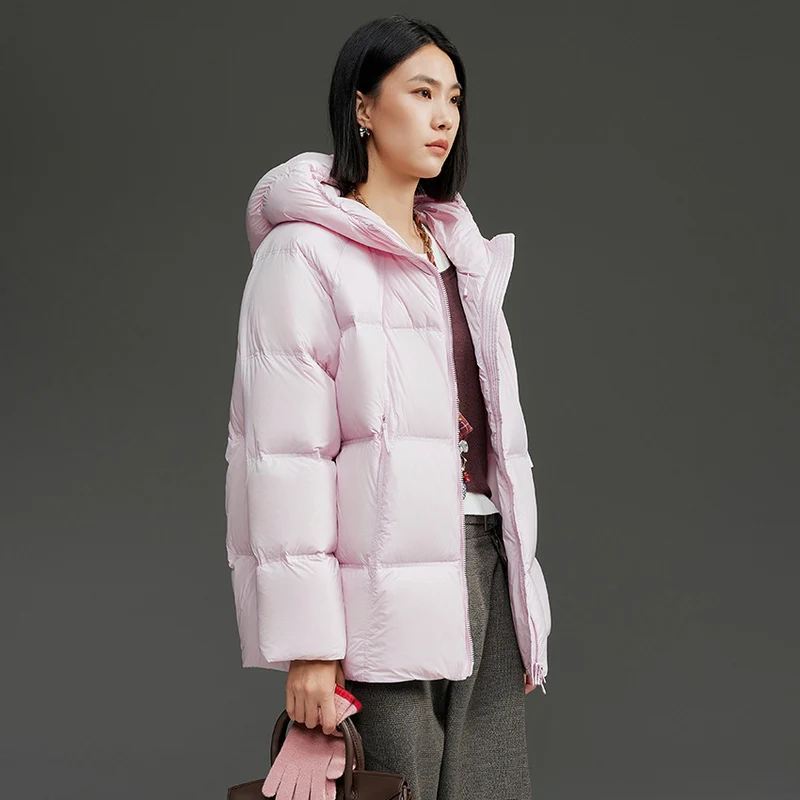 Damen Kurz geschnittene Boxy‑Steppjacke mit abnehmbarer Kapuze und Thermo‑Isolierung Drune