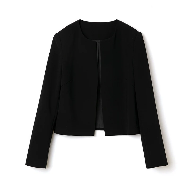 Damen Kragenloser Kurzblazer mit verdeckter Frontblende und leicht taillierter Silhouette Drune