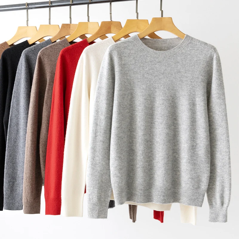 Damen Kaschmir-Mix Rundhalspullover mit Oversize-Schnitt Drune