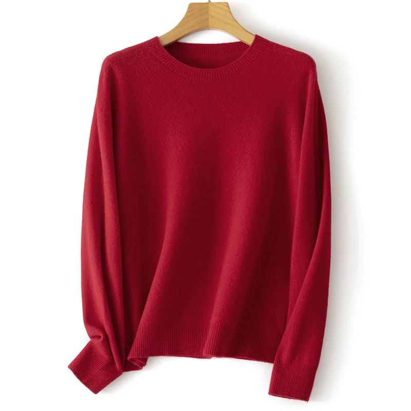 Damen Kaschmir-Mix Rundhalspullover mit Oversize-Schnitt Drune