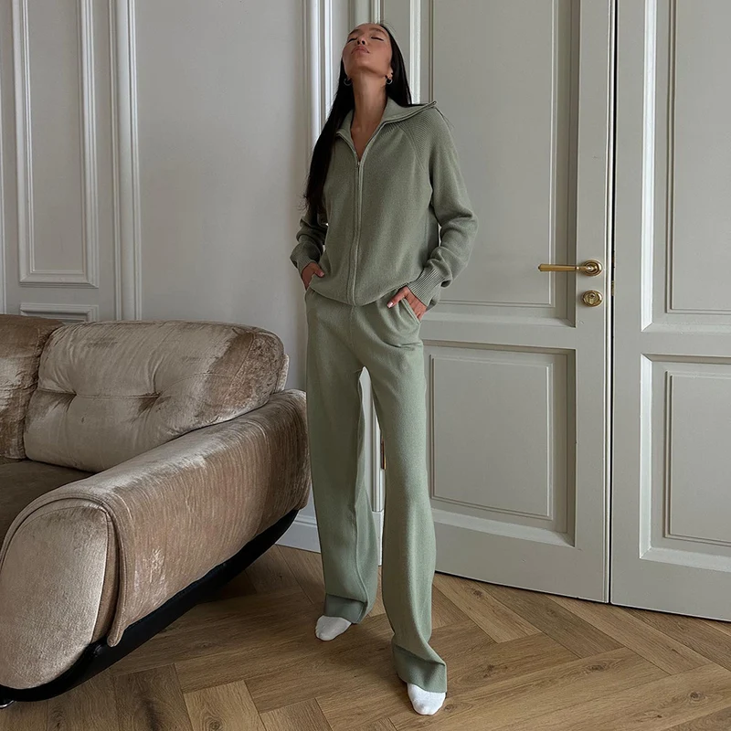 Damen Fleece-Jogginganzug mit Stehkragen und praktischem Reißverschluss Drune