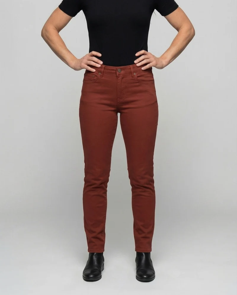 Damen Elastische Baumwollhose Fünf-Taschen-Detail