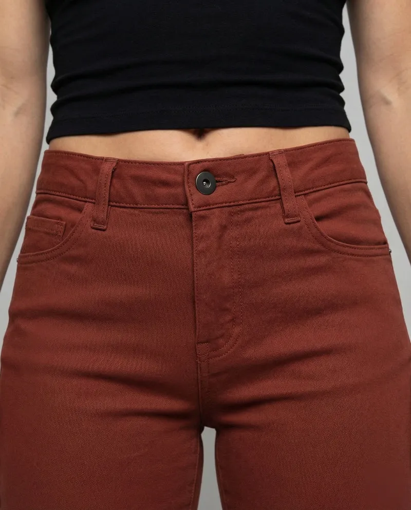 Damen Elastische Baumwollhose Fünf-Taschen-Detail