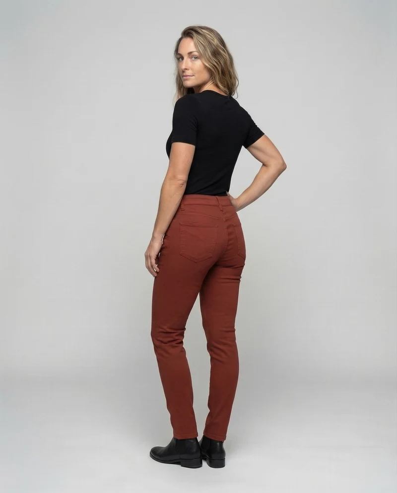 Damen Elastische Baumwollhose Fünf-Taschen-Detail