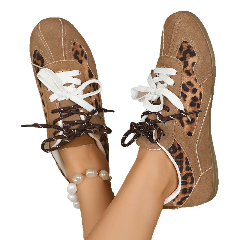 Damen Leichter Velours‑Sneaker mit Leopardenmuster und gepolstertem Komfortfußbett Drune