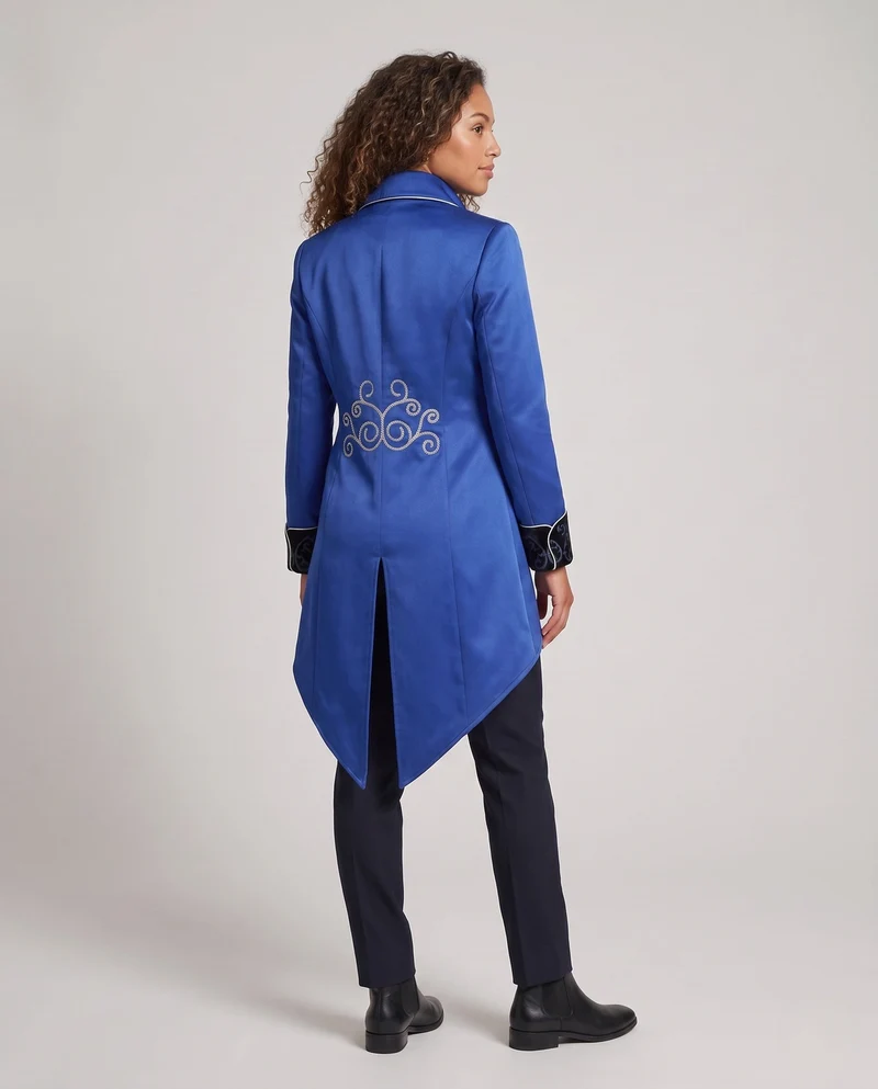 Damen eleganter Frackmantel mit aufwendigen Verzierungen und edlen Akzenten Drune