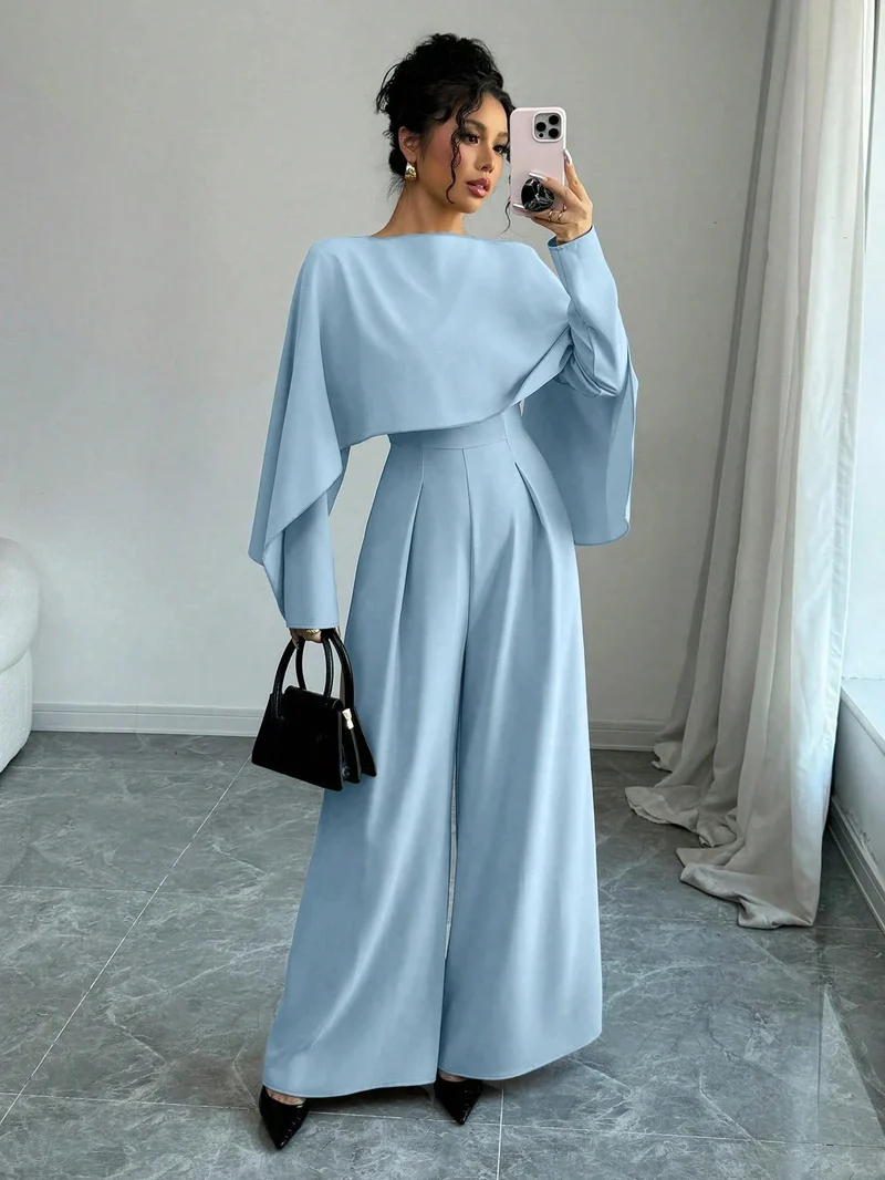 Drune - Jumpsuit in Unifarbe mit weitem Bein