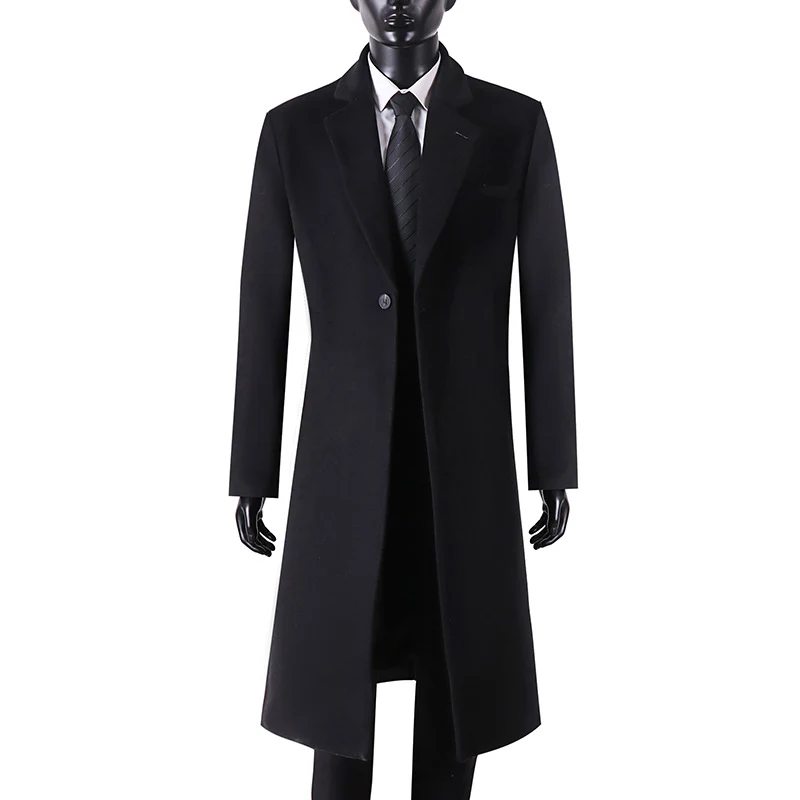 Herren Eleganter Longcoat aus Wollmix mit schmaler Silhouette und Ein-Knopf‑Verschluss Drune