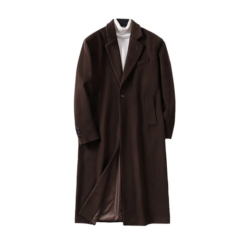 Herren Eleganter Longcoat aus Wollmix mit schmaler Silhouette und Ein-Knopf‑Verschluss Drune