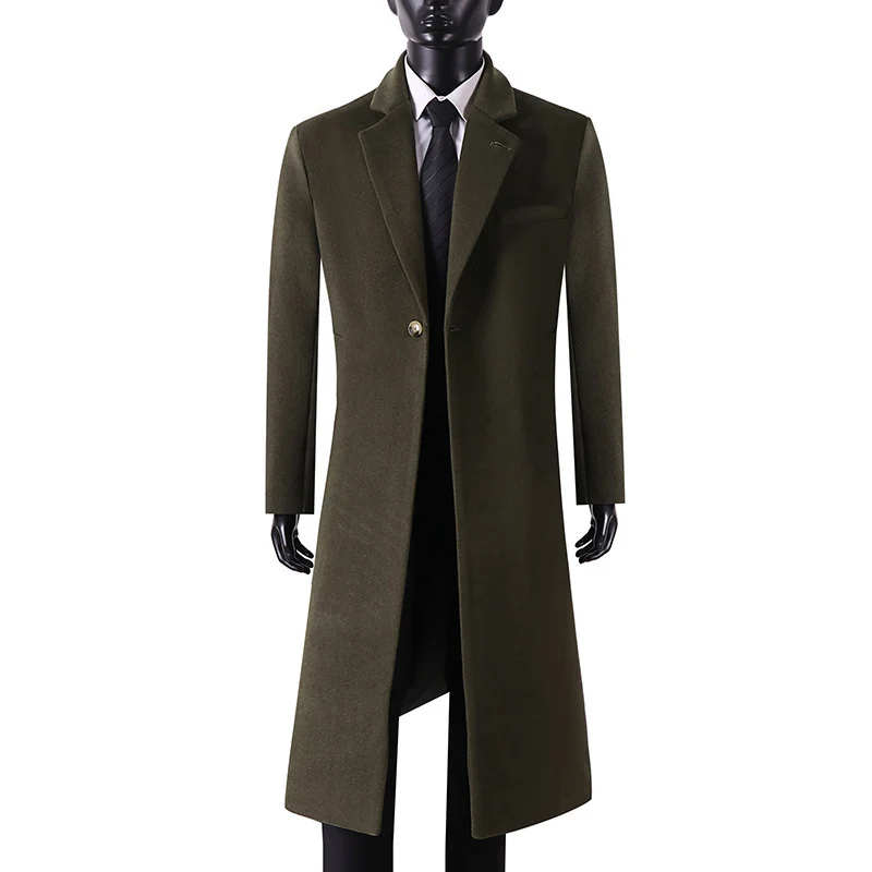 Herren Eleganter Longcoat aus Wollmix mit schmaler Silhouette und Ein-Knopf‑Verschluss Drune