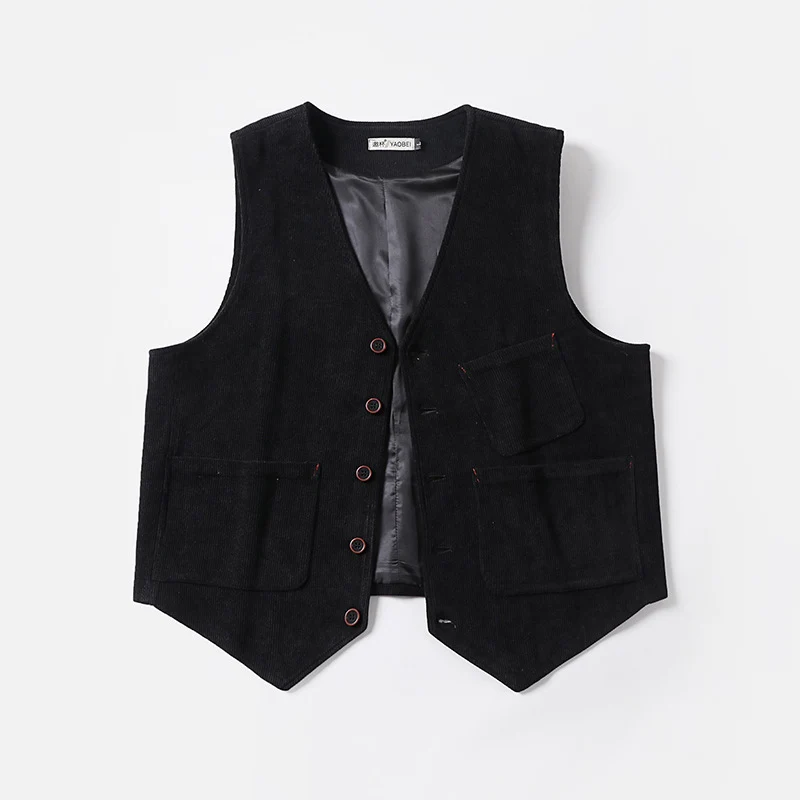 Herren Cordweste ohne Revers mit aufgesetzten Taschen und Futter Drune