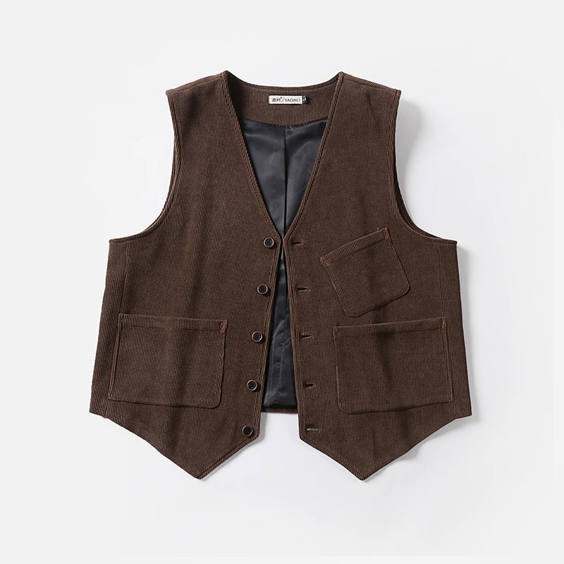 Herren Cordweste ohne Revers mit aufgesetzten Taschen und Futter Drune