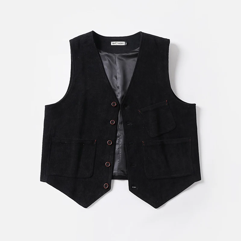 Herren Cordweste ohne Revers mit aufgesetzten Taschen und Futter Drune