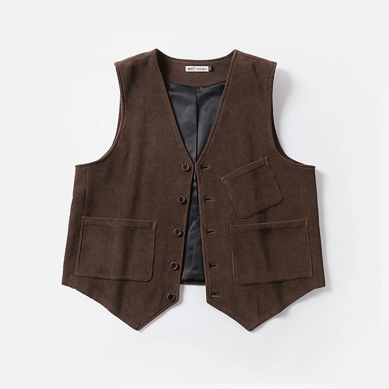 Herren Cordweste ohne Revers mit aufgesetzten Taschen und Futter Drune