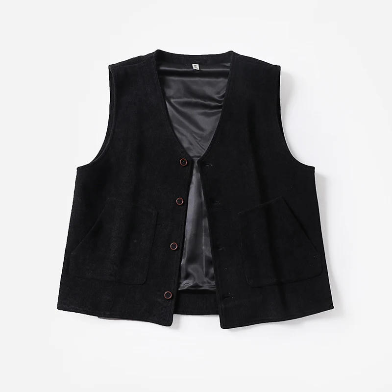Herren Cordweste mit Satinfutter, V‑Ausschnitt und aufgesetzten Taschen Drune
