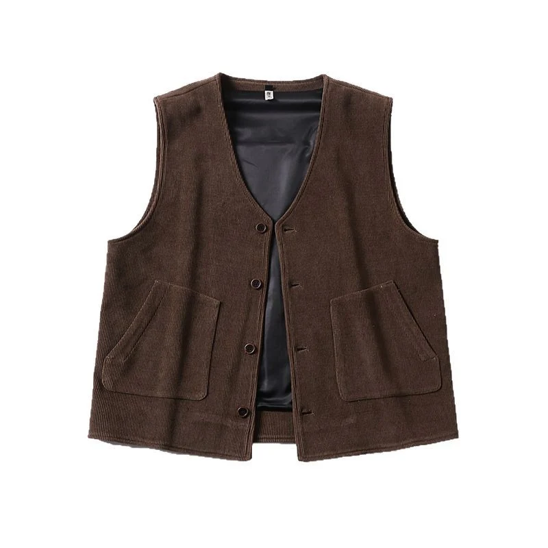 Herren Cordweste mit Satinfutter, V‑Ausschnitt und aufgesetzten Taschen Drune