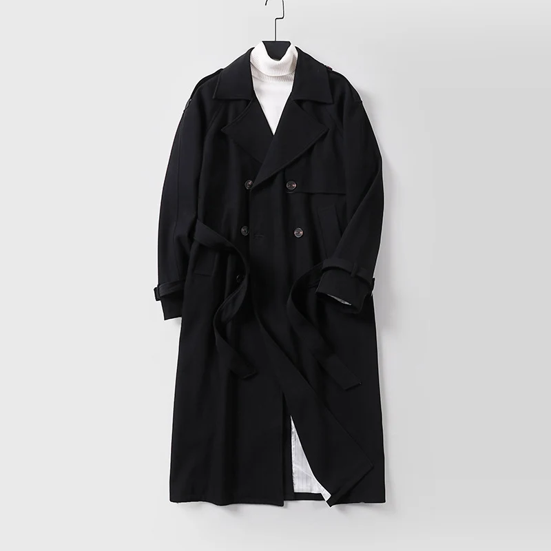 Damen Zweireihiger Oversized Trenchcoat mit weitem Schalkragen und Bindegürtel Drune