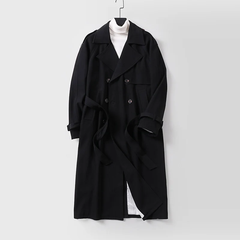 Damen Zweireihiger Oversized Trenchcoat mit weitem Schalkragen und Bindegürtel Drune