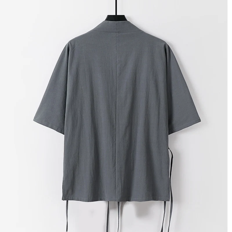 Damen Wickel-Kimono-Oberteil mit kurzen Ärmeln und Seitenschnürung Drune
