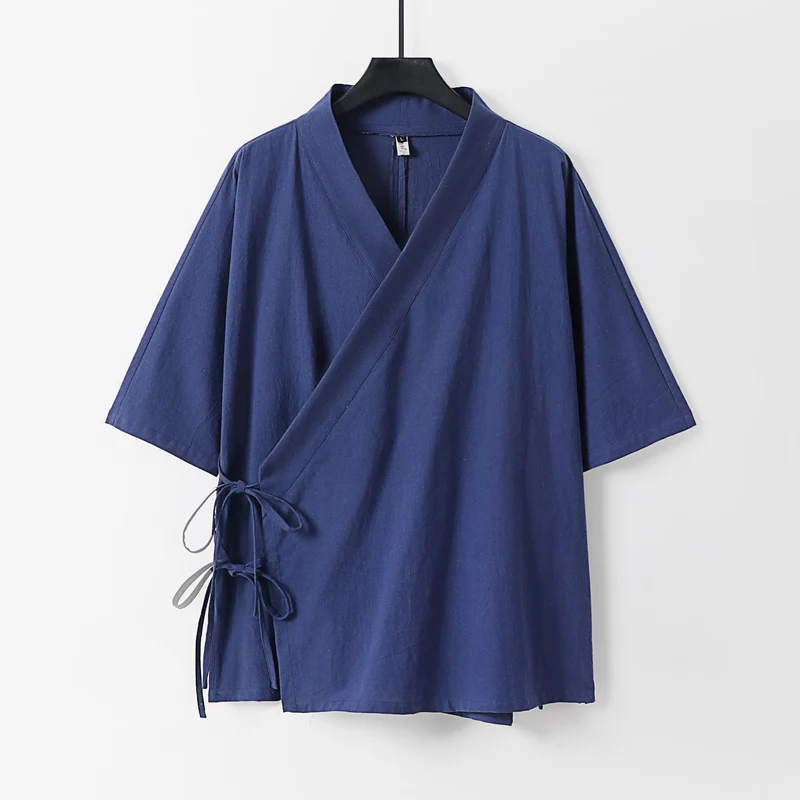 Damen Wickel-Kimono-Oberteil mit kurzen Ärmeln und Seitenschnürung Drune