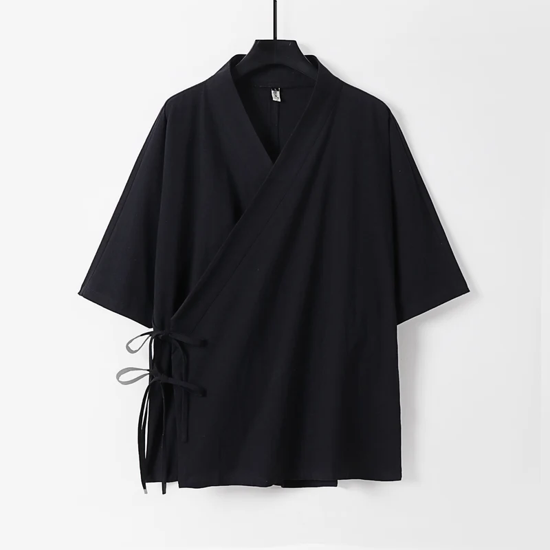 Damen Wickel-Kimono-Oberteil mit kurzen Ärmeln und Seitenschnürung Drune