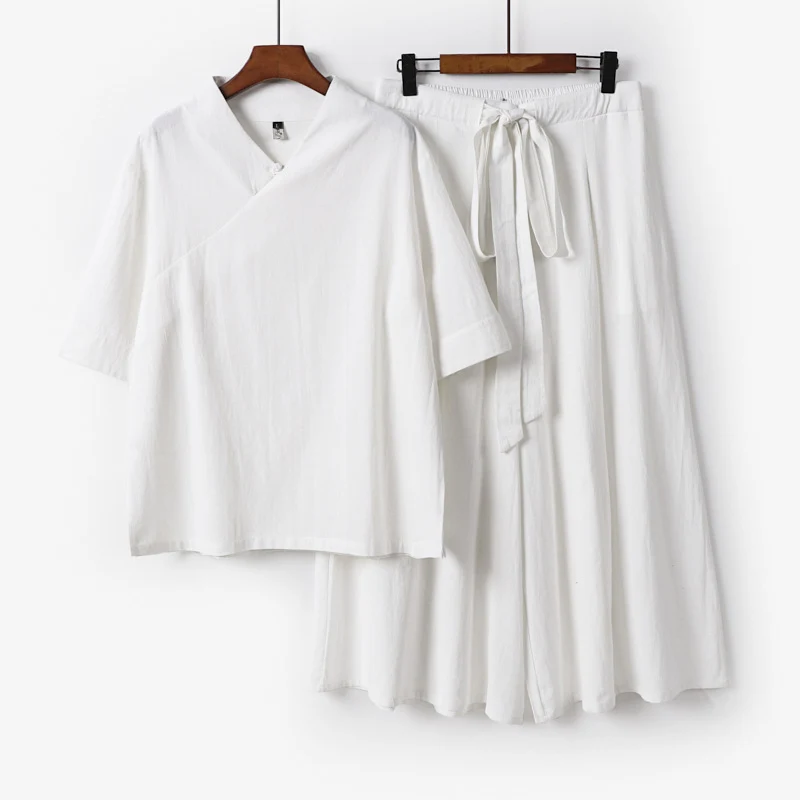 Damen Weites Kimono-Loungewear-Set mit V-Ausschnitt und Culotte-Hose Drune