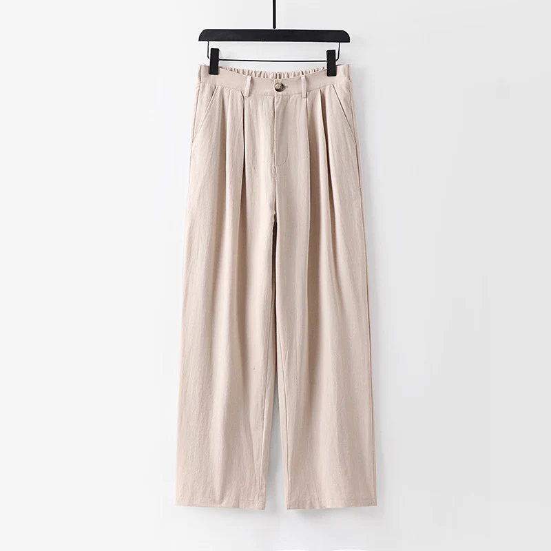Damen weite Hose mit hoher Taille und Bundfalten Drune