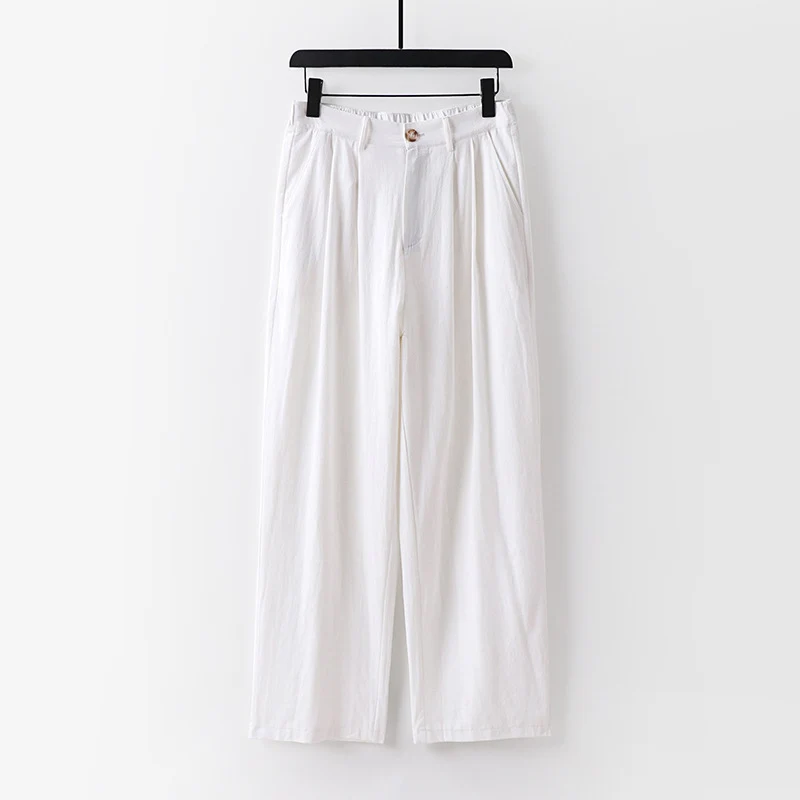 Damen weite Hose mit hoher Taille und Bundfalten Drune